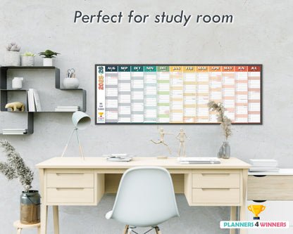 Academic Year Wall Planner 2025-2026 with Extra Wide Size (120 x 42 cm) | Mid Year 25/26 Wall-Planner Runs Aug ’25 to Jul ’26 | Excellent for office, home and school. | Non Laminated, ROLLED DELIVERY