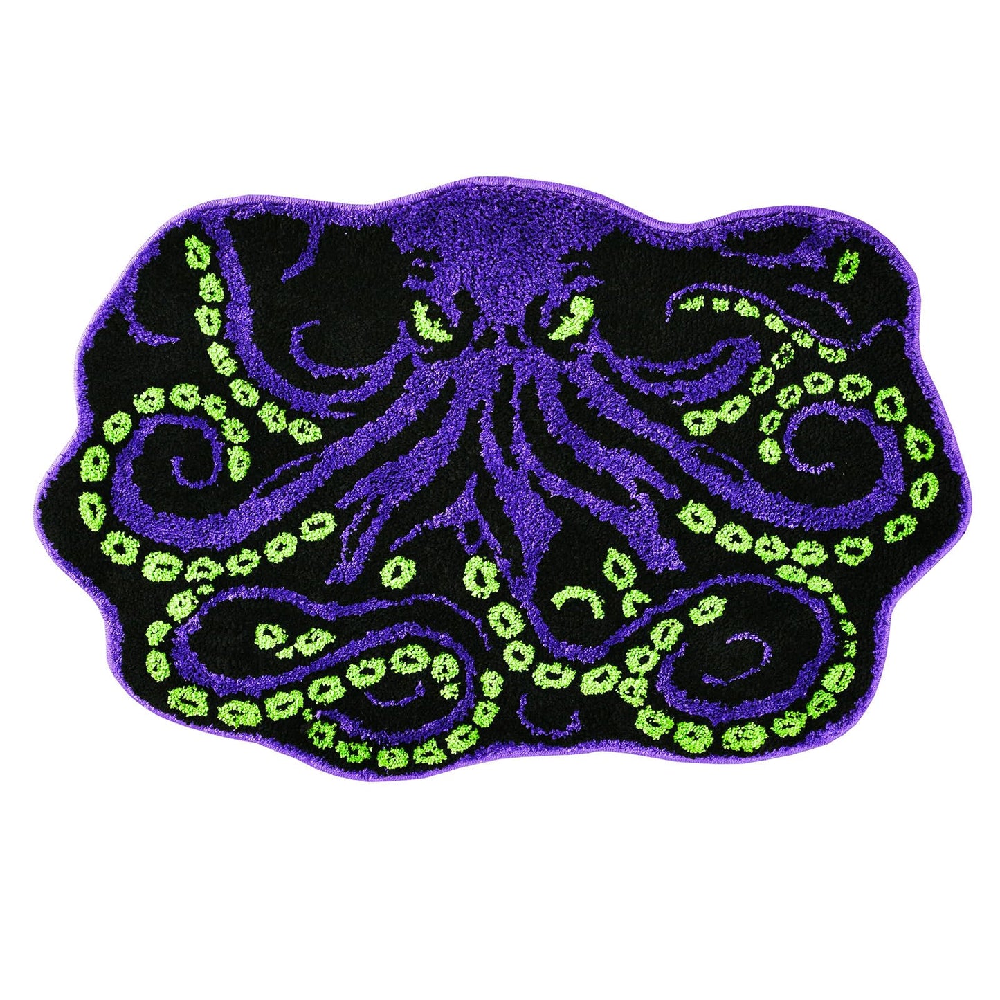 LSYESDLA Cool Purple Octopus Bathroom Rug, Soft Plush Gothic Animal Tufted Bath Mat, Non-Slip & Machine Washable, Absorbent Quick Dry Floor Door Mat Home Decor for Shower, Tub and Sink, 23.6"x35.4"