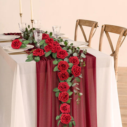 Mocoosy 50Pcs Red Roses Artificial Flowers, Artificial Rose Real Touch Foam Fake Roses Bulk with Stem,Lifelike Rose DIY Craft Flower for Wedding Bridal Bouquet Centerpiece Arrangement Party Home Decor
