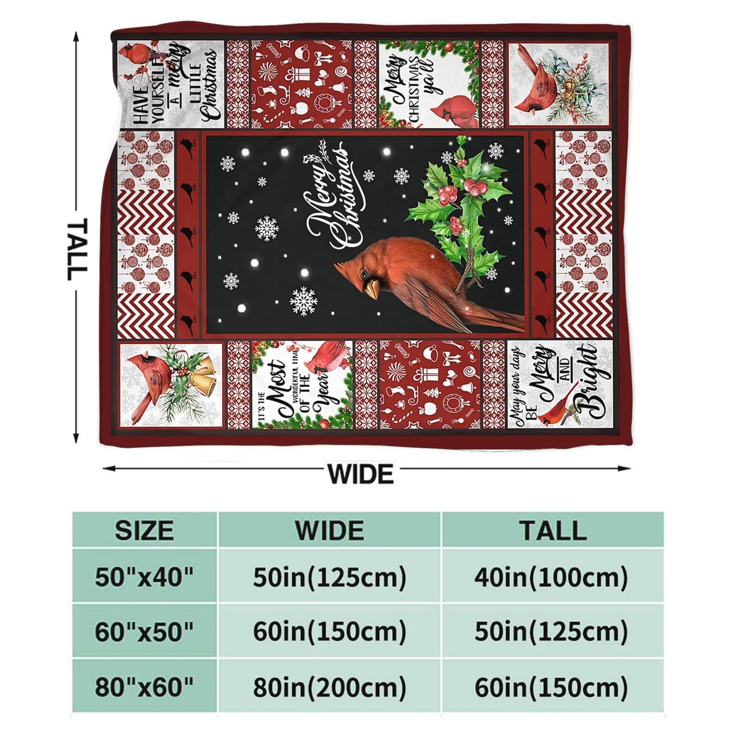 Tijuboni Cardinal Bird Throw Blanket for Girls Boys Women Men Kids Adults Soft Flannel Fleece Blanket for Couch Sofa Bed Home Decor 40"x50"