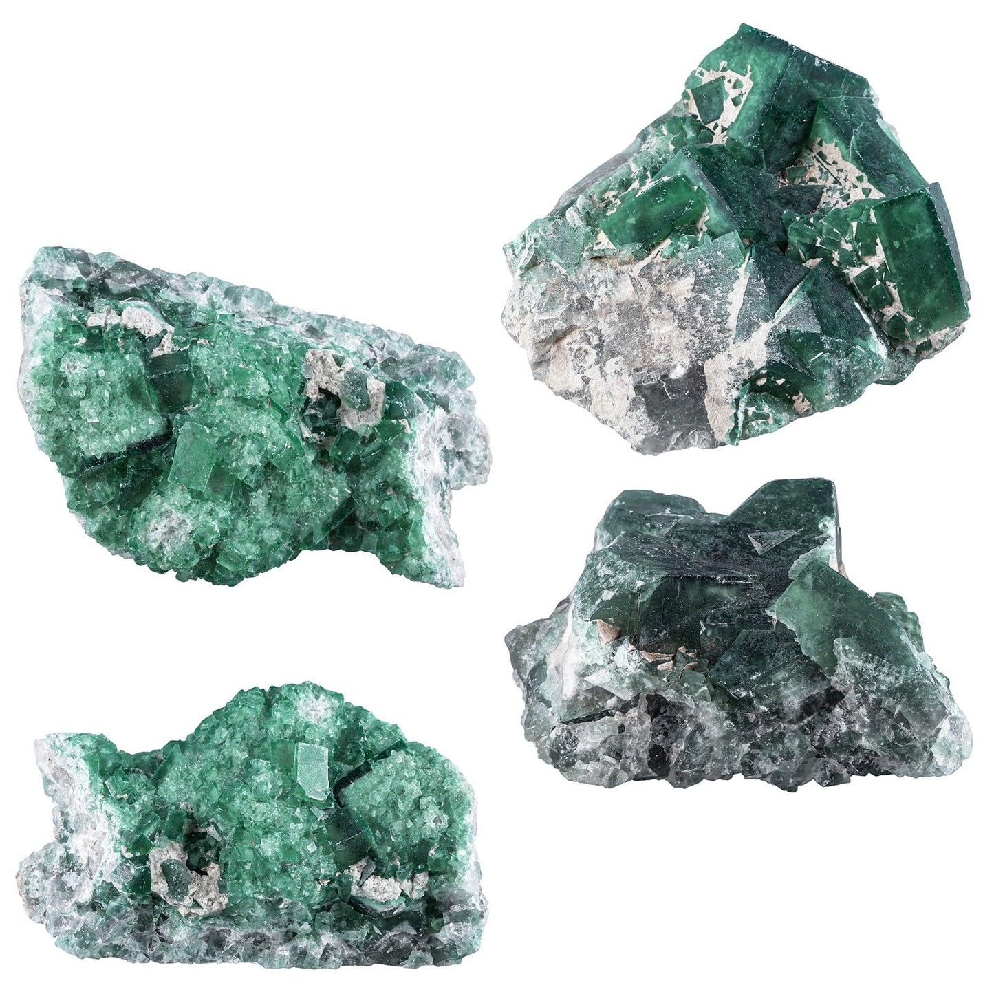 Amogeeli Natural Green Fluorite Crystal for Home Office Tabletop Decor Rough Stone Mineral Specimen for Healing 0.66-0.88 lb