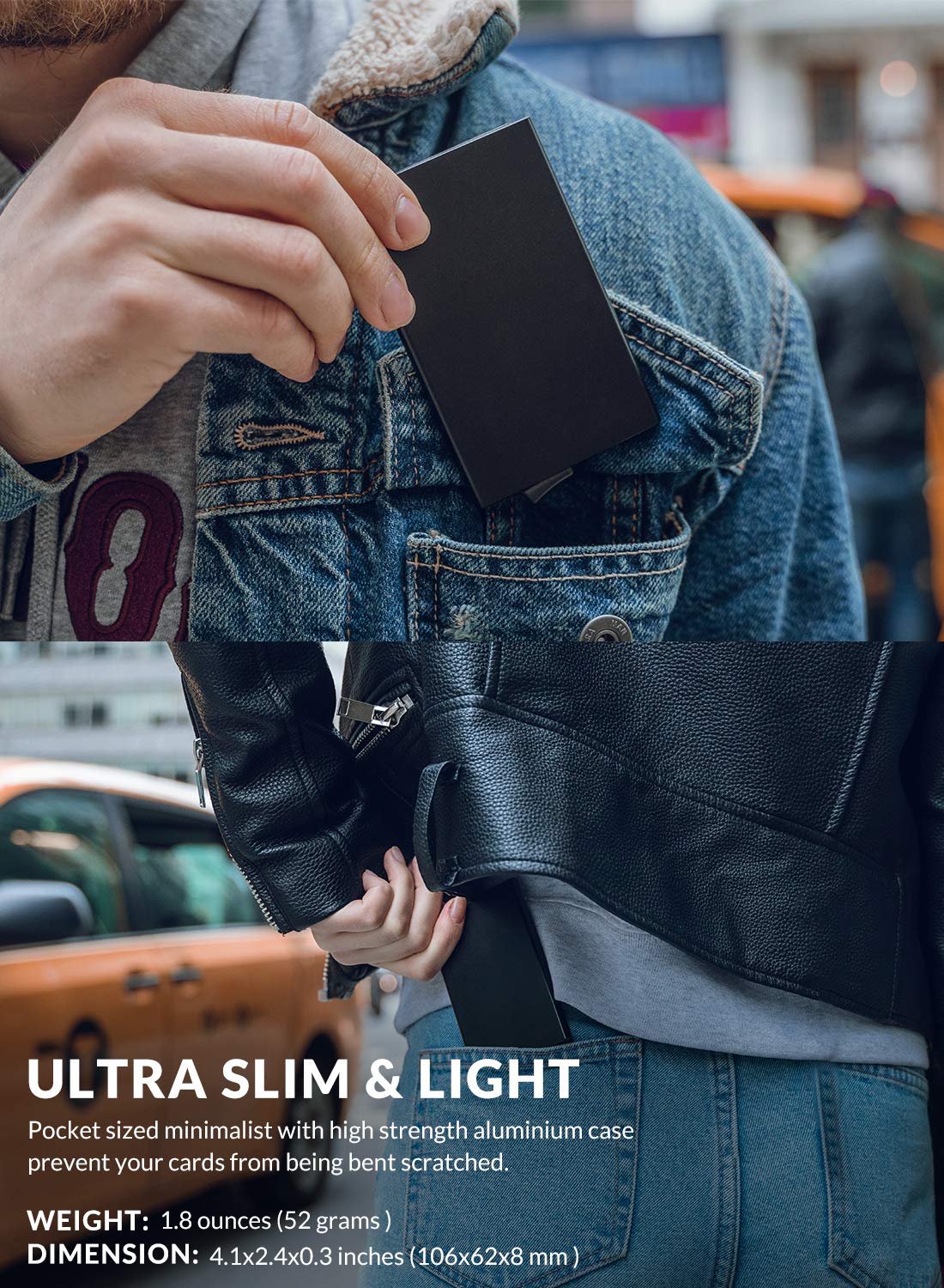 VULKIT Pop Up Wallet, Slim Minimalist Credit Card Holder For Men and Women RFID Blocking Mini Metal Case Blue