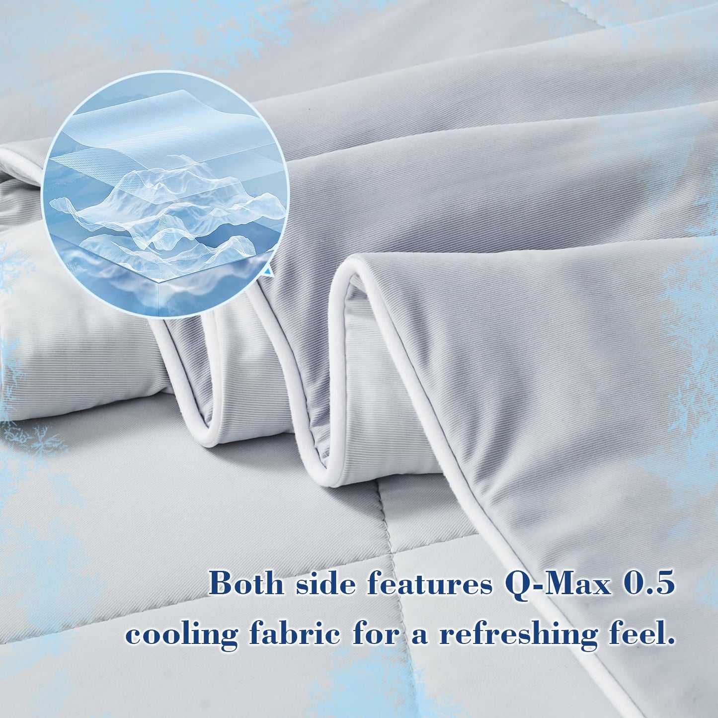EMME Cooling Comforter Queen Size, Double Sided Cold 90% Nylon Fabric Fabric Cooling Blanket for Hot Sleepers, Q-Max>0.5 Breathable Summer Quilt for Night Sweater, Lightweight(Grey,90 x 90)