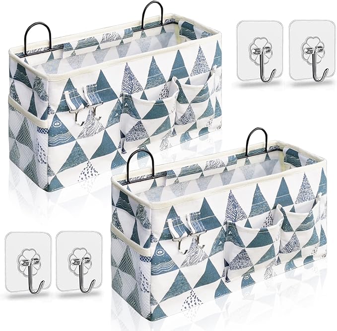 2pcs Large Wall Hanging Organizer Bag, Linen Fabric Door Hanging Storage Baskets