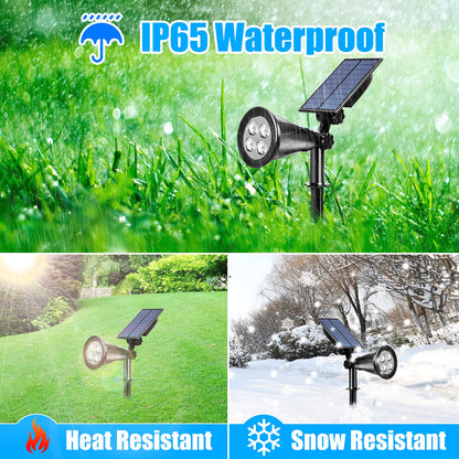 T-SUN 2 Pack LED Solar Spotlight, Waterproof Outdoor Security Garden Landscape Lamps, 180°Angle Adjustable,Daylight 6000K, Auto-on at Night/Auto-Off by Day for Tree, Yard,Lawn,Pathway