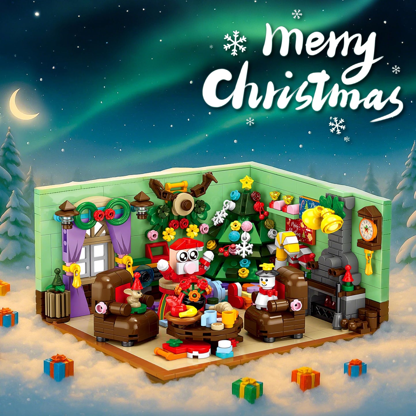 Rubypop Advent Calendar Building Blocks, 24 Day Christmas Countdown Kit with 669PCS Bricks Set,Santa Sleigh Christmas Tree Xmas Friends Room Holiday Decorations Gifts for Kids Boys Girls