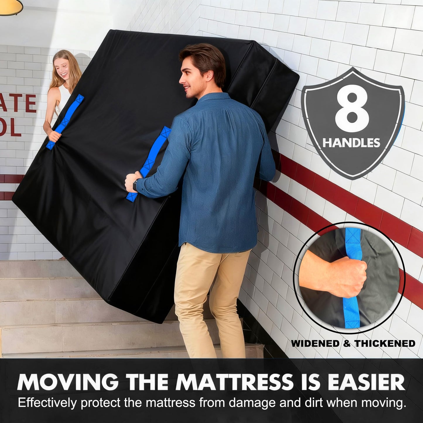 (Not Plastic,Not Polyethylene),Mattress Bags for Moving and Storage,Twin Size,8 Handles,Heavy Duty & Thicker Canvas 600D Polyester Cloth,Reusable Waterproof Mattress Protector Covers,Strong Zipper