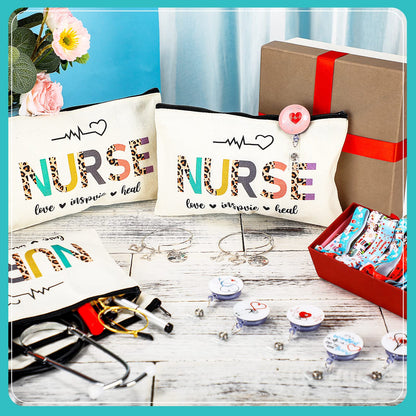 Pajean 38 Pcs Nurse Week Gifts Set for Women Bulk Nurse Appreciation Gift with Makeup Bags, Badge Reels, Bracelets, Hair Ties for Nursing Graduation Practitioner Emt Rn Lpn Cna Survival Kit