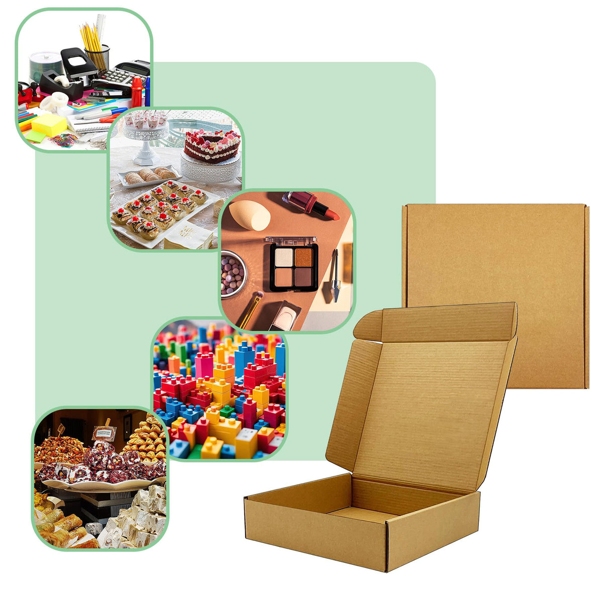 8x8x2 inch Shipping Boxes，Bulk 28 Pack，Brown Corrugated Mailers Cardboard Literature Mailer Box for Packaging Business, Mailing,Moving and Storage，Small Gift Boxes for Wrapping Mailing Present