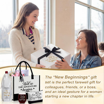 Sanwuta 4 Pack New Beginnings Gifts for Women Perfect Farewell Going Away New Job Retirement Break up Divorce Self Care Good Luck Gifts for Coworkers Friends Sisters Moms