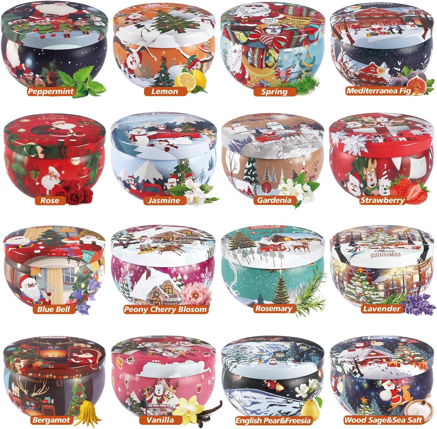 YOROXRG 16 Pack Christmas Scented Candles Gift Set 2.5oz Strong Fragrance jar Candles Natural Soy Wax Candles Portable Travel Tin Jar Candles Gifts for Home Scented Decoration Birthday Valentine'sDay