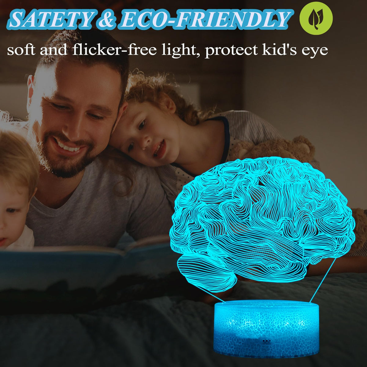 POSSHE Neurology Gifts, 3D Brain Illusion Lamp, Night Light with16 Colors Changing, Remote Control, Timer, Dimmable, Kids Room Decoration, Xmas Brain Model Gifts