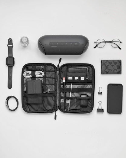 BAGSMART Large Electronics Travel Organizer Case, Tech Accessories Cord Storage Bag for Phone, Power Bank, SD Card, Cables, Grey