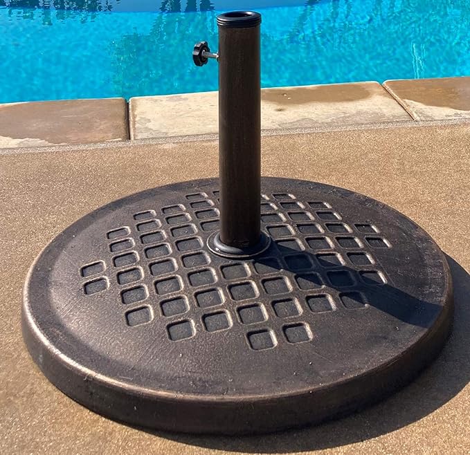 UBP24241-BR 24-Inch Cast Stone Umbrella Base, Made from Rust Free Composite Materials, Bronze Powder Coated Finish