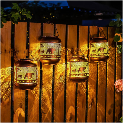 Mothers Day Gifts for Mom Bear Solar Lanterns Outdoor Waterproof,Hanging Solar Lights Bear Gifts for Women Men Metal LED Decorative Light for Yard,Patio,Lawn,Tabletop,Pathway,Landscape,Garden Decor