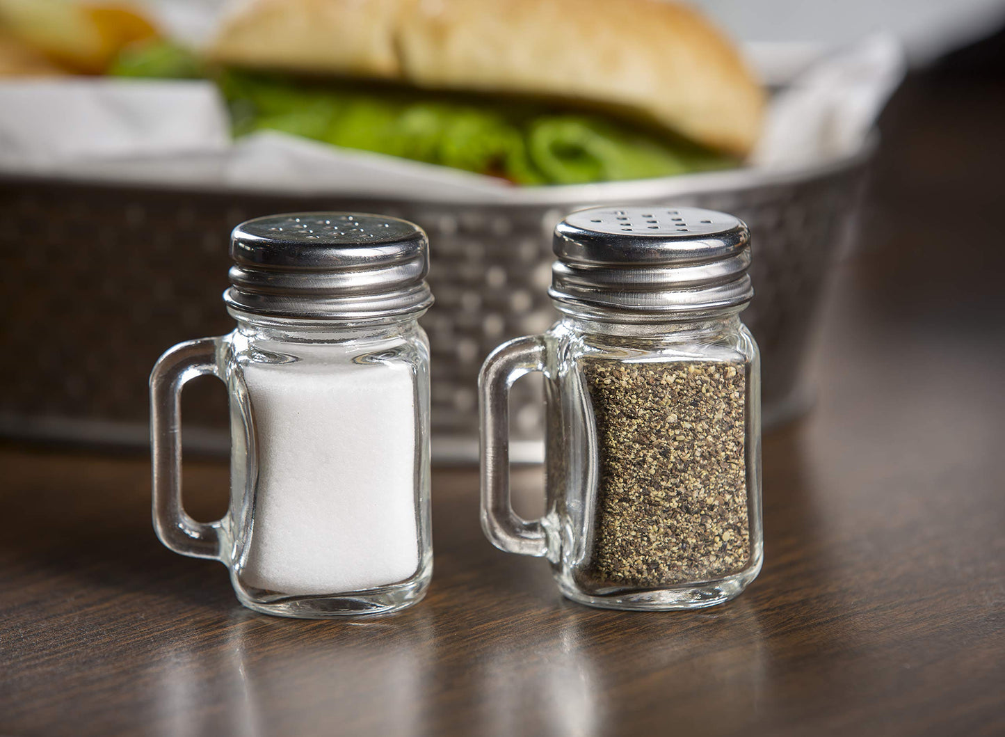Tablecraft Mini Mason Salt & Pepper Shaker with Stainless Steel Top, 12 per Pack, 1.5 oz