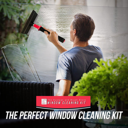 2 in 1 Telescopic Window Squeegee with Durable Squeegee Blade and Sponge Attachment - Window Cleaning Kit Perfect to Use as Shower Cleaner Squeegee, Window Cleaner & Car Window Squeegee