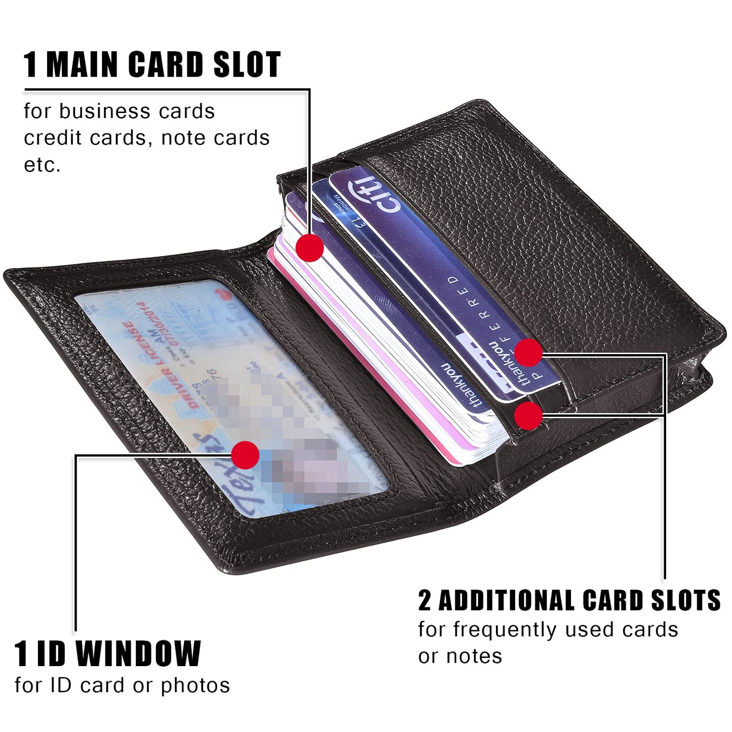 Outrip Genuine Leather Business Card Holder Name Card Case Credit Card Wallet with ID Window RFID Blocking (Coffee)