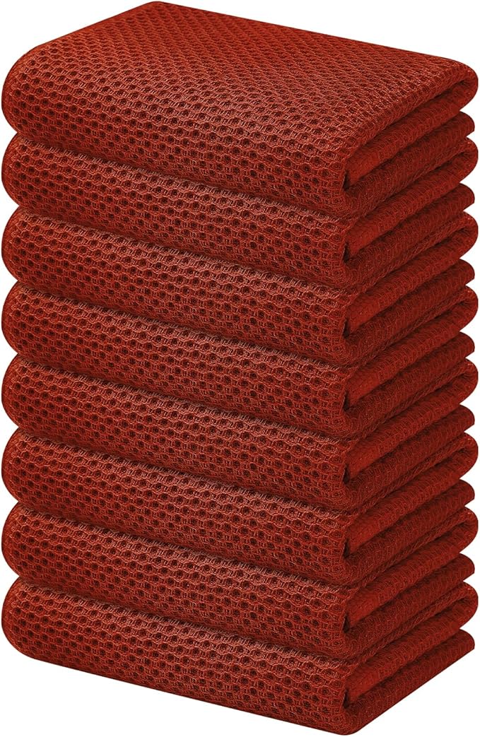 Kitinjoy 100% Cotton Waffle Weave Kitchen Hand Towels