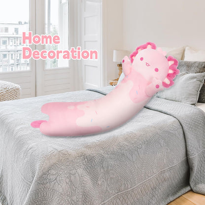 Mewaii 20in Long Pink Axolotl Plush Pillows Stuffed Animals Squishy Pillows - Cute Axolotl Plushie Sleeping Hugging Plush Pillow Soft Toys for Kids