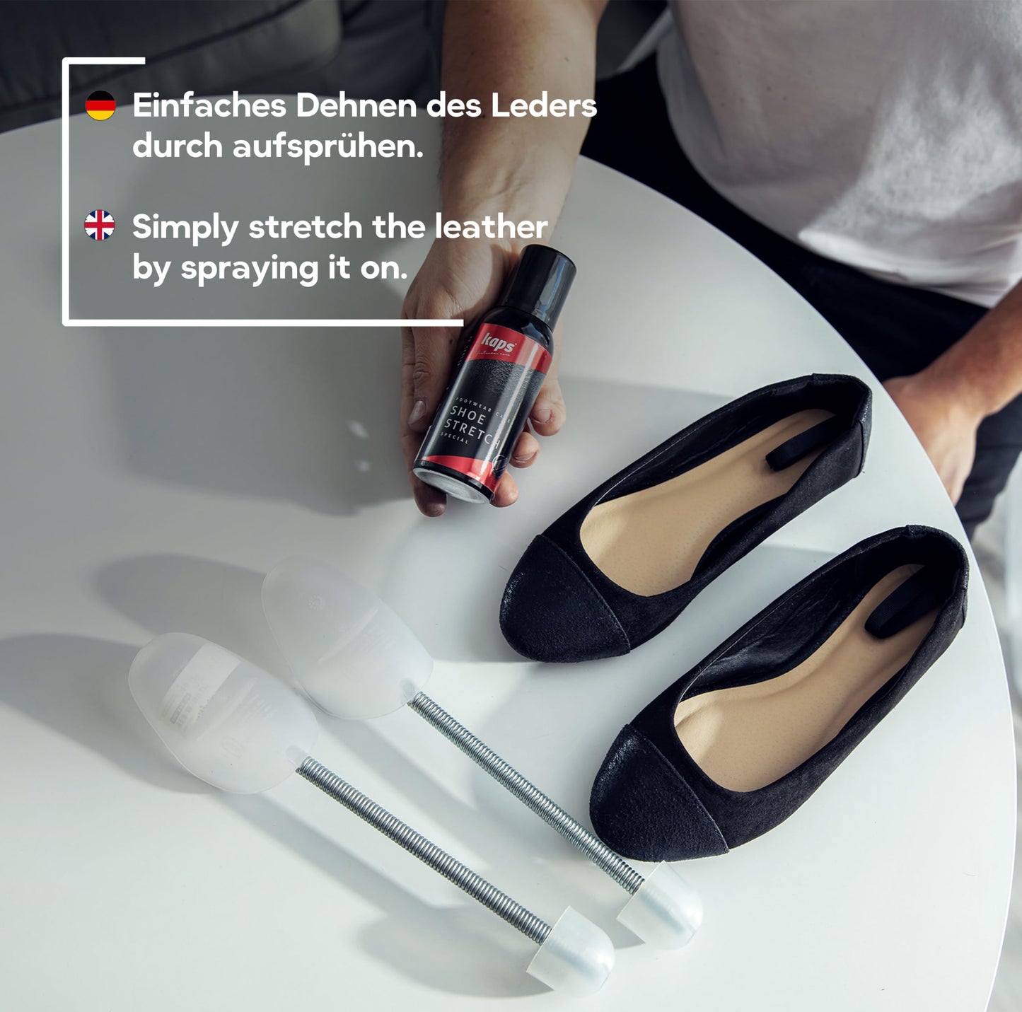 Kaps Leather Shoe Stretch Spray - Ultimate Comfort - Expand, Soften, and Relieve Pressure Points - 100 ml – 3.38 fl. oz.
