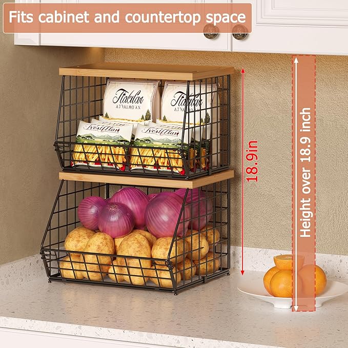 2 Set Stackable Wire Basket