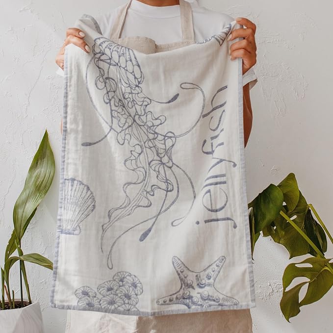 Nautical Kitchen Towels with Ocean-Themed Designs – 100% Turkish Cotton