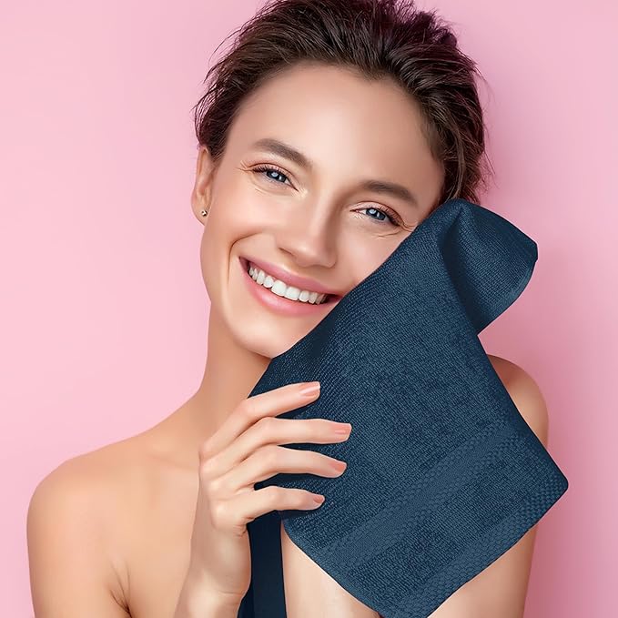 GLAMBURG Ultra Soft 12-Piece Washcloths Set 13x13-100% Ringspun Cotton