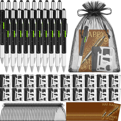 Vicenpal 20 Set Fathers Day Multi Tool Gifts 6 in 1 Multi Tool Pen Credit Card Screwdriver Pen Gadget with Cards Appreciation Gifts for Adult Men Dad Husband Male Coworker