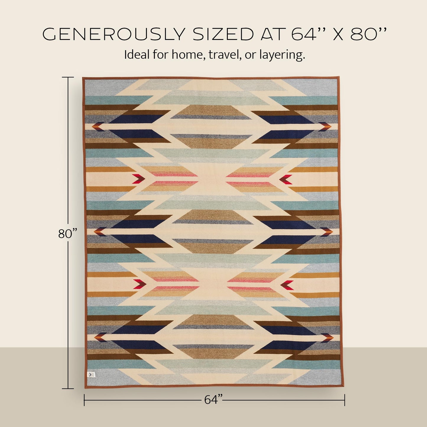 Pendleton Jacquard Unnapped Twin Blanket 64" x 80" - Heirloom Quality Virgin Wool, Reversible, Reinforced Ultrasuede Binding, Made in USA - Lost Trail