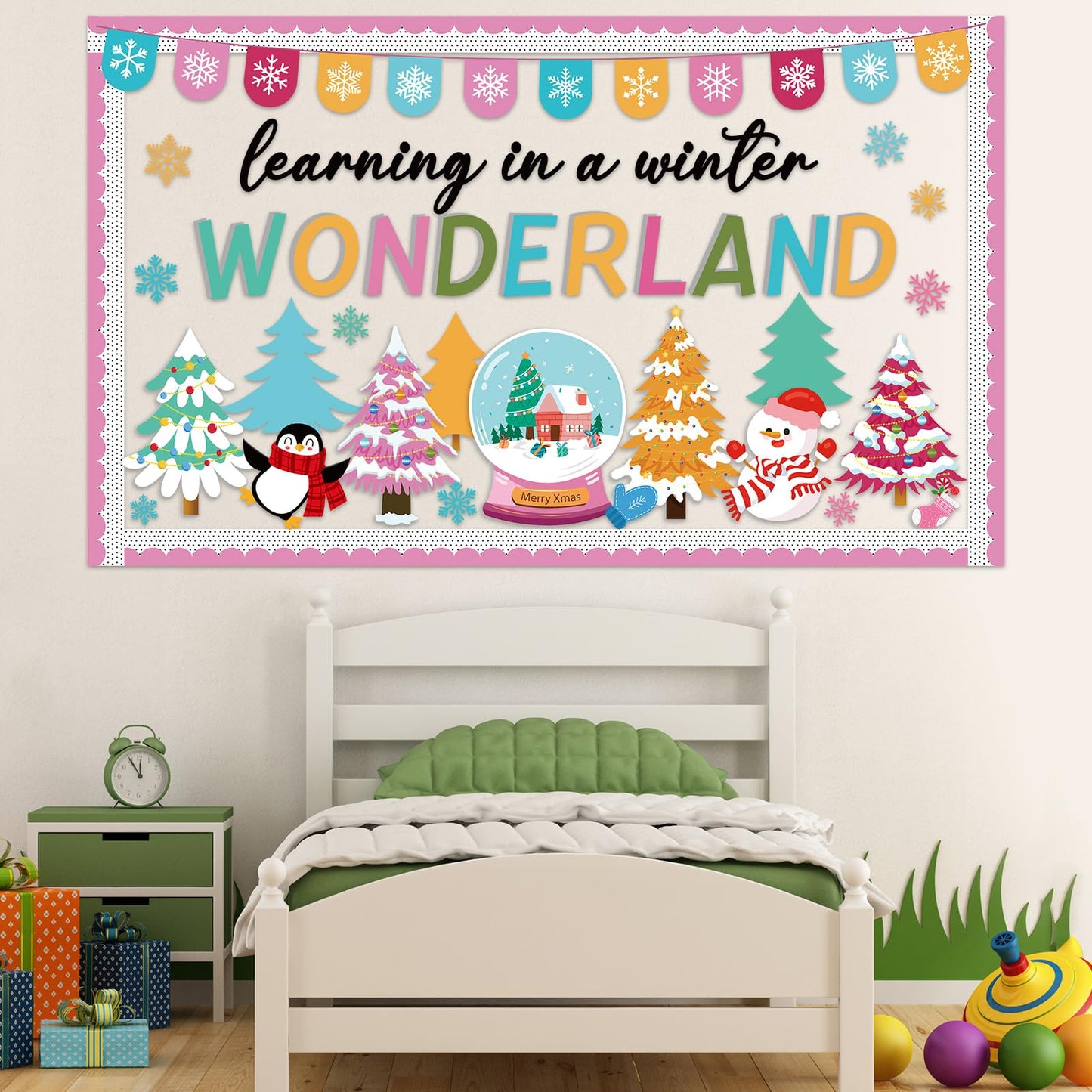 Winter Wonderland Bulletin Board Set Classroom Decorations Christmas Paper Cutouts Learning in The Winter Wonderland Bulletin Board Xmas Tree Snowmen Snowflake Cutout for School Home Decor Supplies