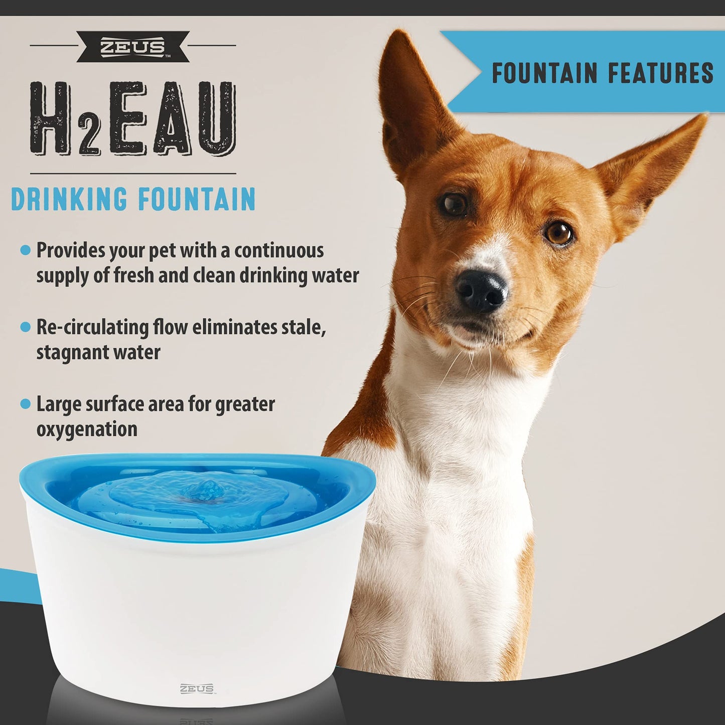 Zeus H2EAU Dog Water Drinking Fountain