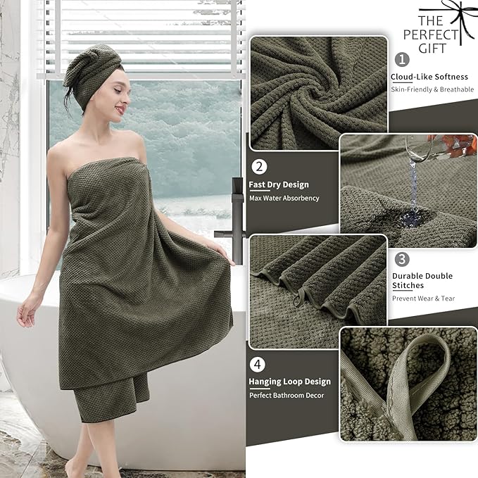 8 Piece Bathroom Towel Set Brown |2 Oversized Large Bath Towels Sheet, 2 Hand