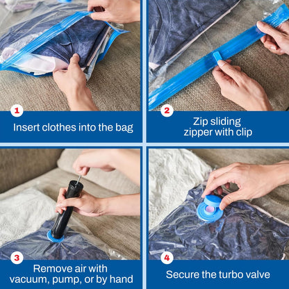 Spacesaver 4 Pack Jumbo Vacuum Storage Bags for Blankets & Clothes – Jumbo Vacuum Sealed Compression Bags with Hand Pump – Space Saver Storage Bags for Bedding, Moving, Travel & Organization