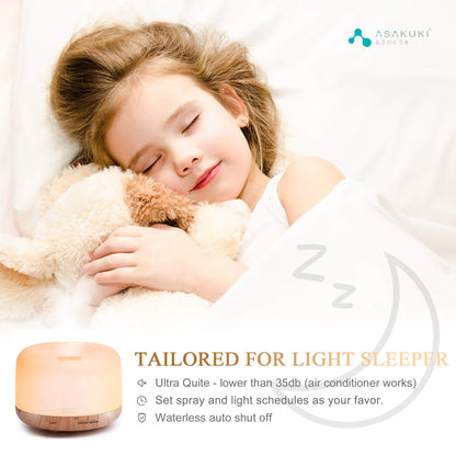 ASAKUKI Smart Wi-Fi Essential Oil Diffuser, App and Voice Control Compatible with Alexa, 500ml Aromatherapy Humidifier for Relaxing Atmosphere in Home Office Bedroom, Gift for Mom (Light Brown)