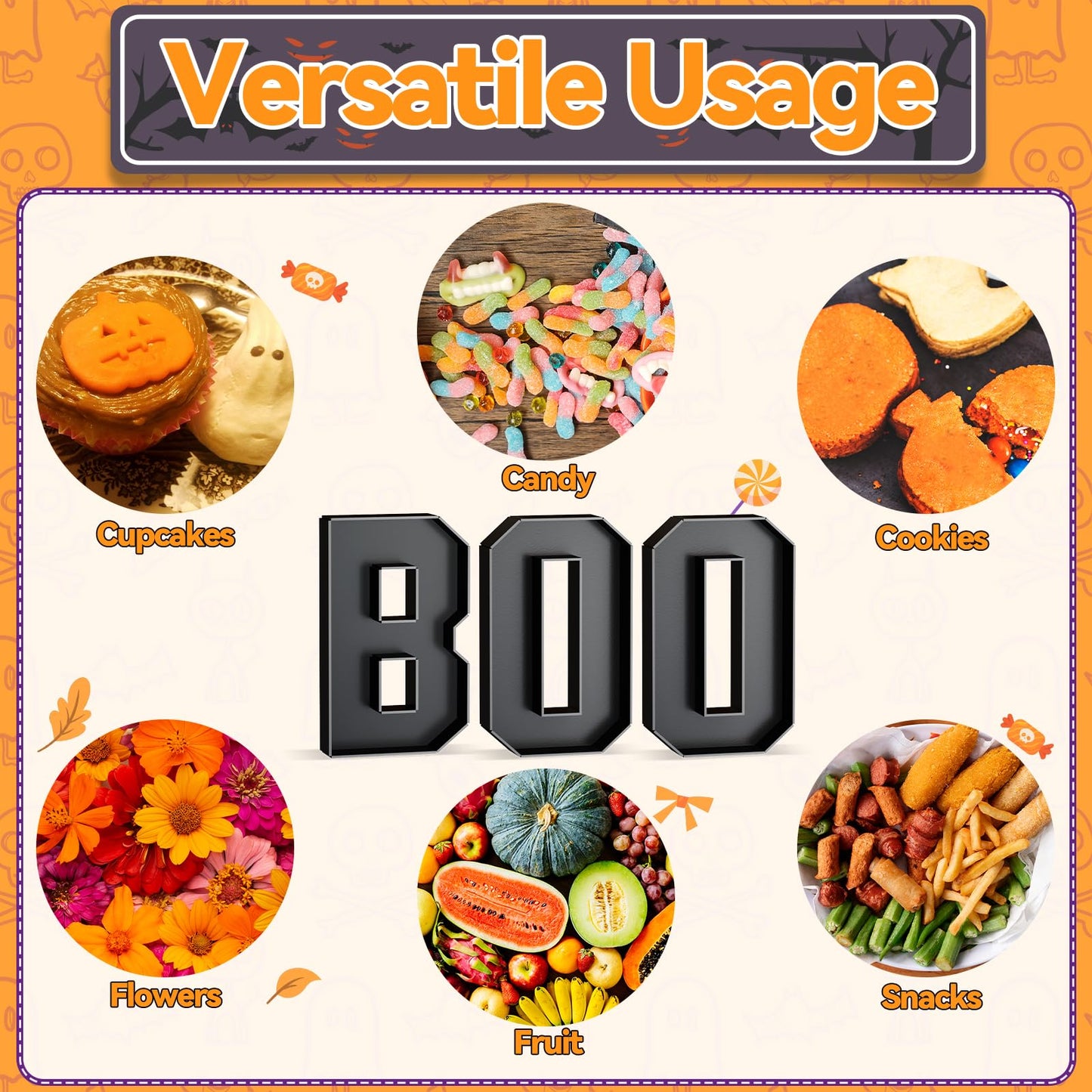 Paready Halloween Charcuterie Letters Boo, 13.78" Fillable Foam Cardboards Boo Black Charcuterie Tray Box for Candy, Treats, Snack, Cupcakes Container for Horror Halloween Party Decorations