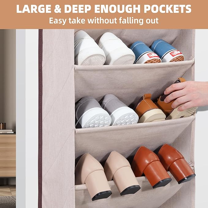 STORAGE MANIAC Over the Door Shoe Organizer Heavy-Duty Large Deep Pocket