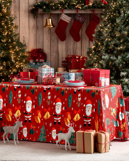 Pureegg Plastic Table Cloth Disposable 10 Pack, 54 x 108 Inch Table Cloths for Parties, Decorative Tablecloths for Rectangle Tables, Christmas Tablecloth Plastic, Leakproof & Sturdy, Christmas Red