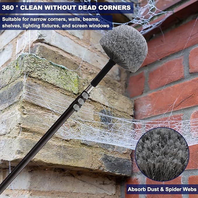 2 Pack Grey Twist-On Cobweb Duster Head Brush