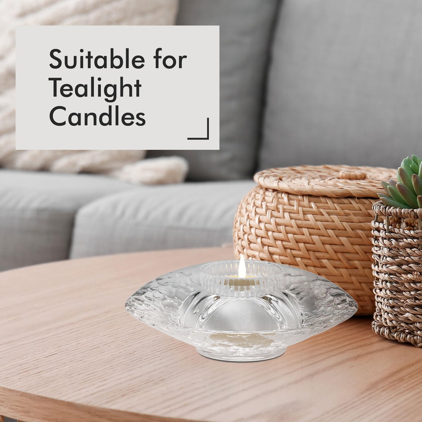 Orrefors Discus Votive, Tealight Candle Holder, Made from Crystal, Modern Statement Piece Decor, Shelf Decoration & Table Centerpiece, 1.75" x 5.5" - Clear