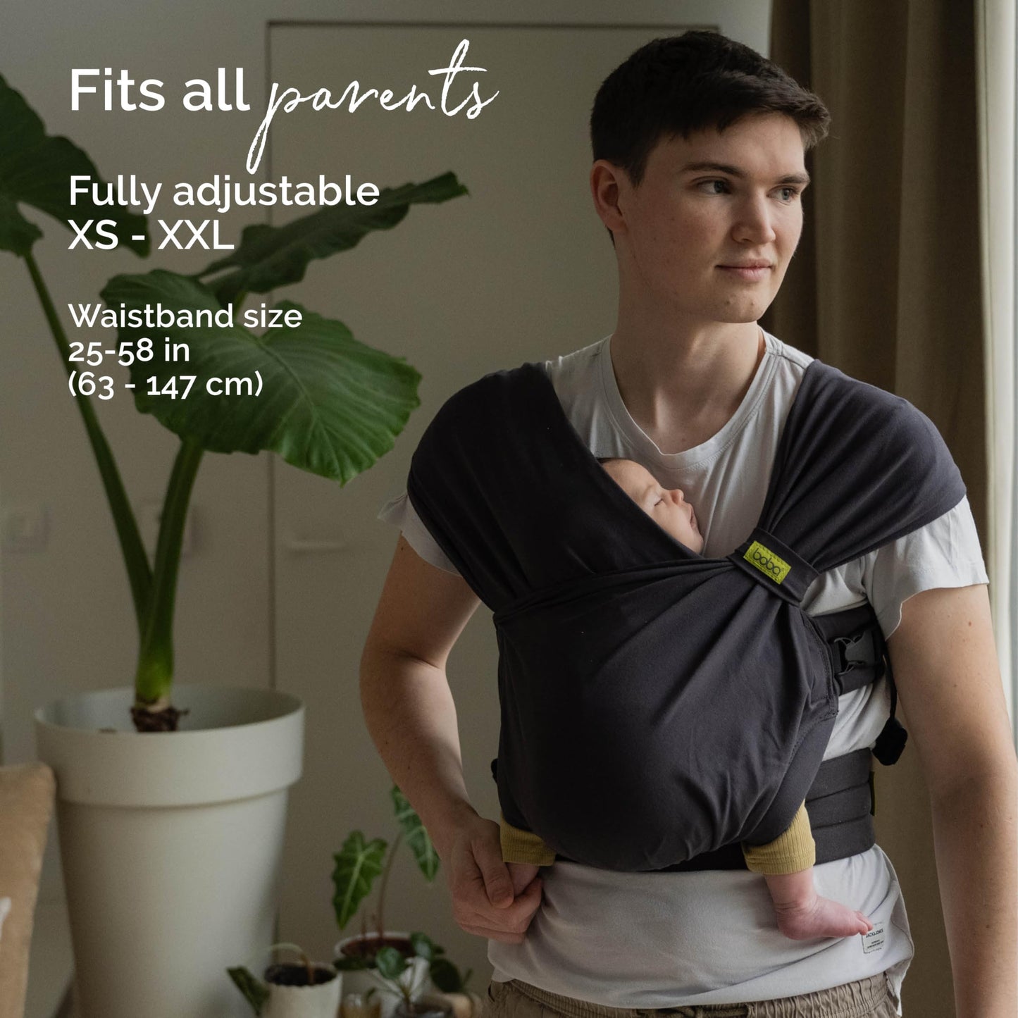 Boba Bliss Baby Carrier Newborn to Toddler (7-35 lbs) - Light & Breathable Toddler Carrier - Certified Hip-Healthy, Adjustable Straps for All Parents, Hybrid, Soft & Stretchy 0-18 Months (Charcoal)