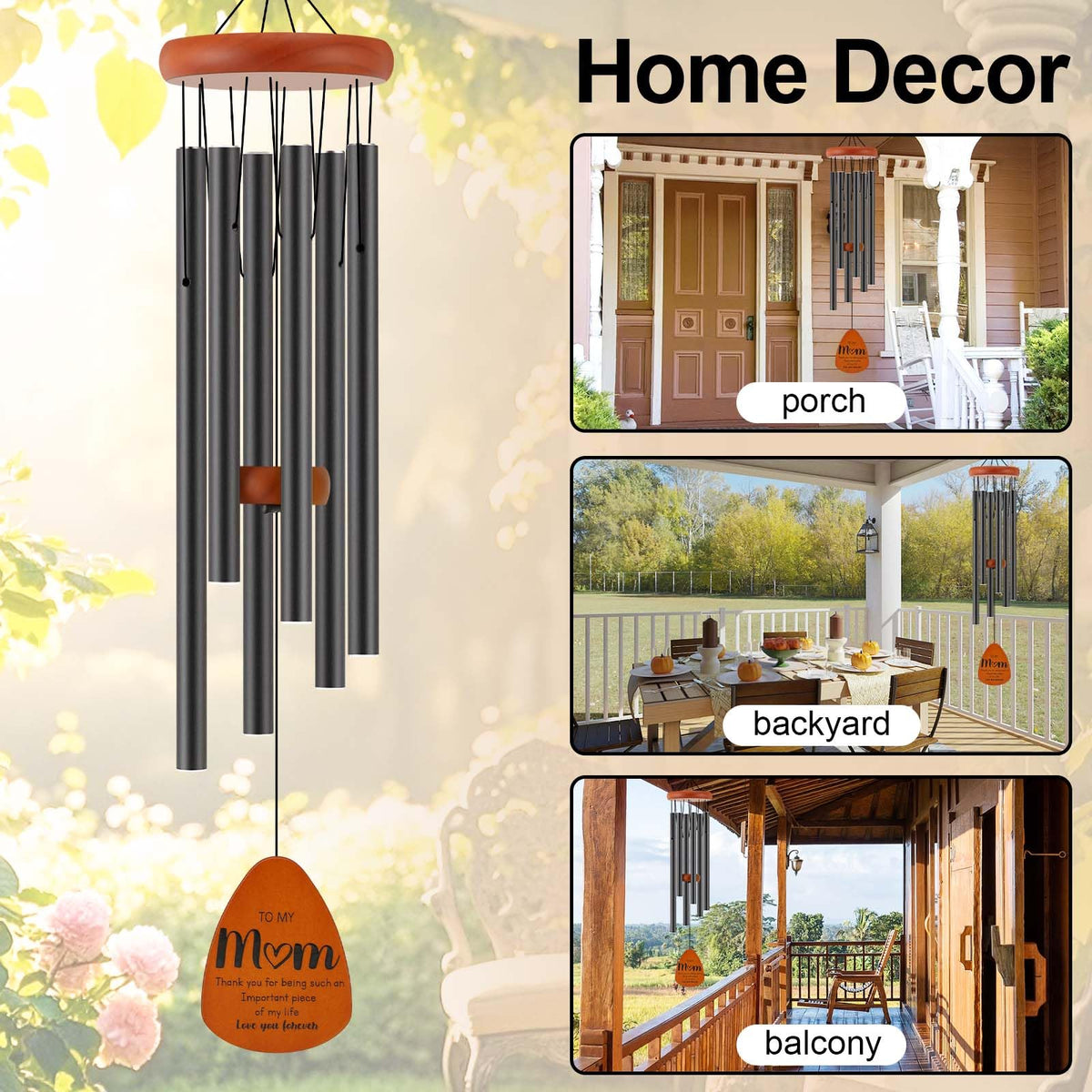 Gifts for Mom, Birthday Gifts for Mom from Daughter Son, Mother Gift for Birthday, Mothers Day, Thanksgiving, Christmas, Valentines Day, 32 Inch Wind Chimes Gift for Home Decor