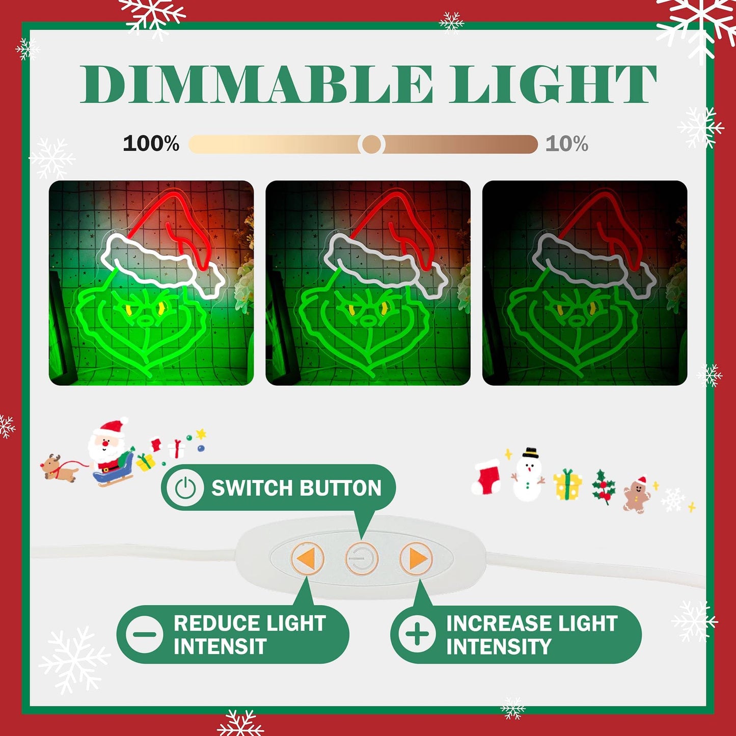 JanHune Christmas Neon Sign Cartoon Christmas Neon Light Sign immable LED Signs for Wall Light Up Signs for Home Party Neon Wall Light Decor Xmas Gift