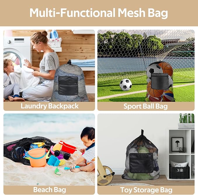 OTraki Laundry Bag Backpack 24x27 Inch Heavy Duty Mesh Laundry Bag Travel