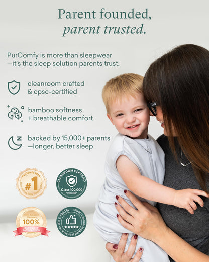 PurComfy Supersoft Sleep Sack 1.0 TOG, Premium Bamboo Viscose Baby Sleeping Bag, 2-Way Safe Zipper Sleep Sacks 6-15 Months (Slate)