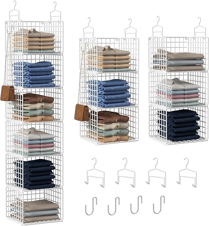 6 Tier Closet Hanging Organizer, Metal Closet Organizers and Storage