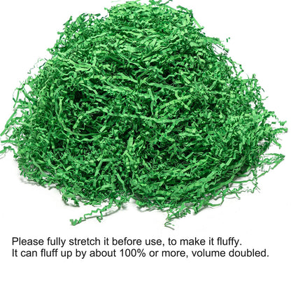 Mefleet 1 LB Crinkle Cut Paper Shred Filler Green Crinkle Shredded Paper for Gift Box - Gift Basket Bag Filler - Grass Cushion Stuffing for Christmas Holiday Packaging Wrapping