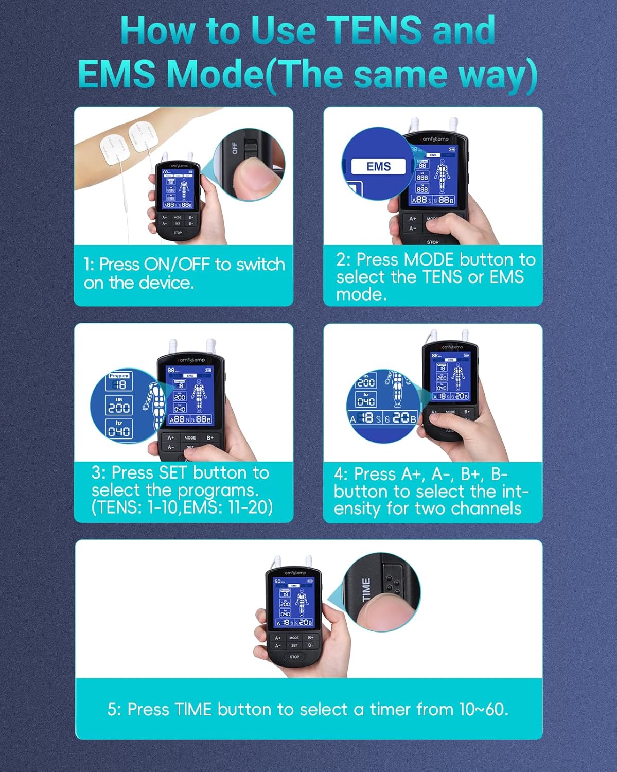 Comfytemp TENS Unit Muscle Stimulator for Pain Relief Therapy, FSA HSA Eligible TENS Machine, 20 & DIY Modes, Dual Channel EMS Unit, Pulse Muscle Massager for Back, Shoulder, Sciatica, Christmas Gifts
