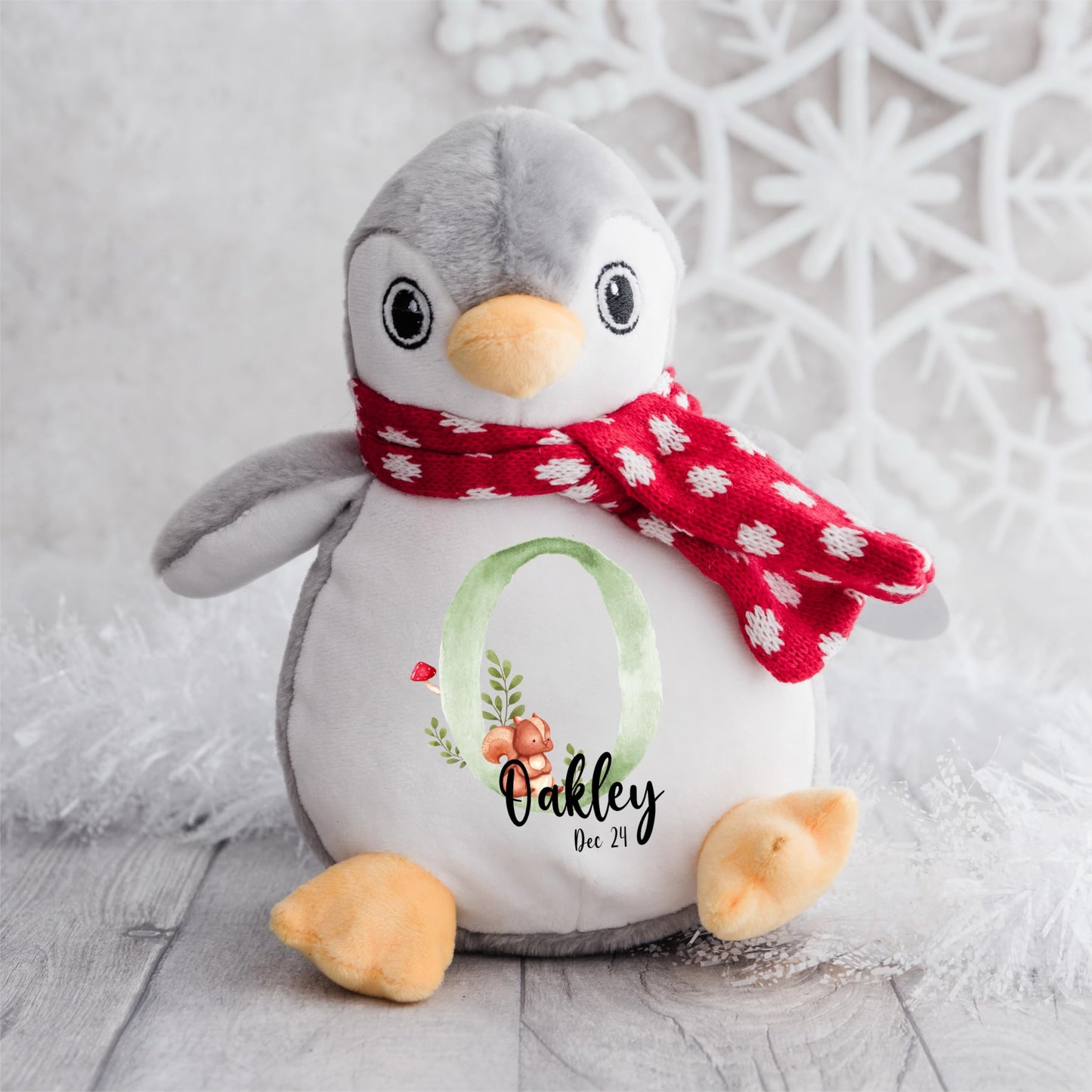 Crafted Memories - Personalised Teddy | Velveteen Bunny Soft Toy | Customisable Name for Newborns | Keepsake for Boys & Girls | Baby Shower Item | Green Initial | Grey or White, 20-23cm