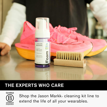 Jason Markk Quick Clean Kit, Shoe Cleaner, Trainers Care, 2-Piece Set, Ready-To-Use Foam & Delicates Brush, Ideal for Footwear, Safe for Leather, Suede, Nubuck, Cotton, Knits, 4oz